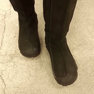 KEEN Hoodoo Tall Black/Gray Leather Fleece Lined Waterproof Boots | Size 9.5